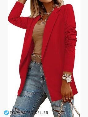 Lightweight Blazer Shawl Collar Business Casual Jacket Open Front Hidden Hook